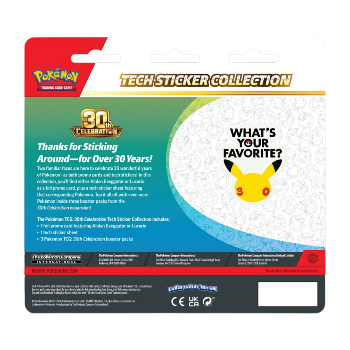 30th Celebration Tech Sticker Collection (Preventa) - Lucario