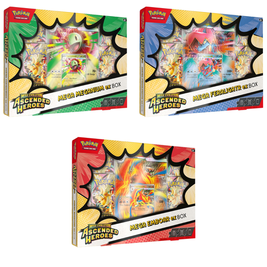 Ascended Heroes : Coffret Mega Meganium / Emboar / Feraligatr ex
